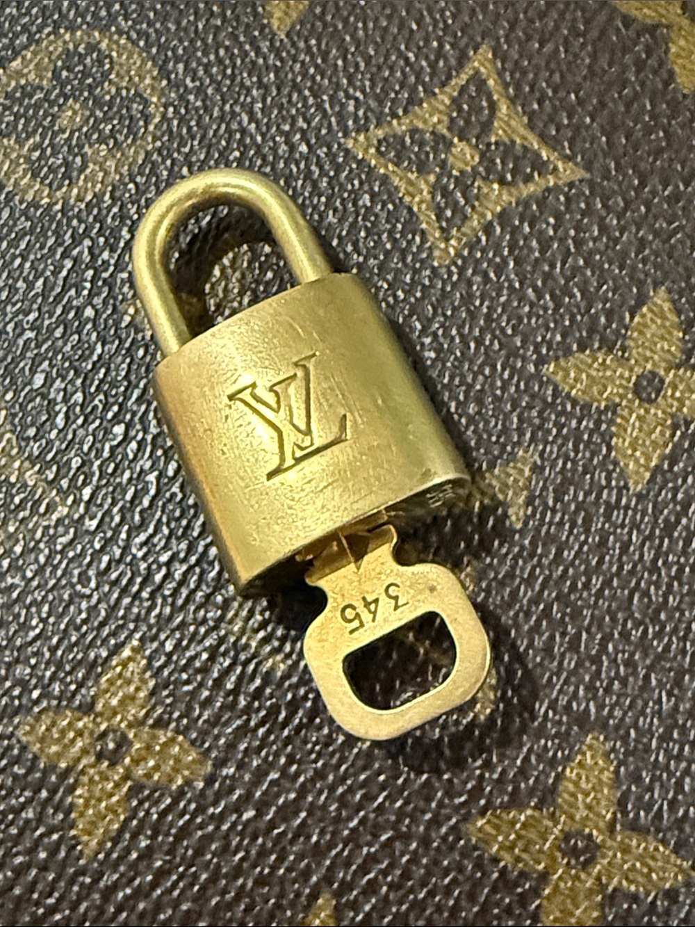 Louis Vuitton Gold Brass Padlock and Key
